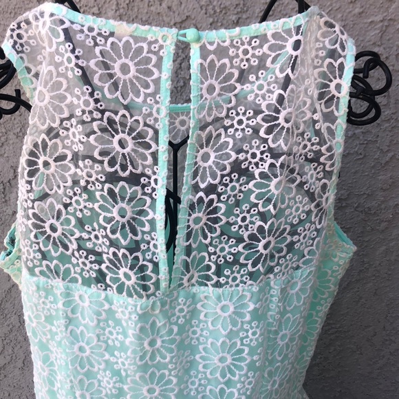 Lauren Conrad White Floral Lace Mint Green Dress 8 - Picture 6 of 11